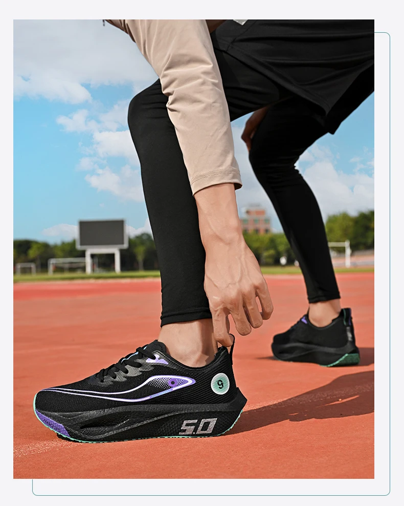 New Trendy Sports Running Shoes, Comfortable and Breathable Men's and Women's Sports Casual Shoes, Outdoor Large-sized Black 10
