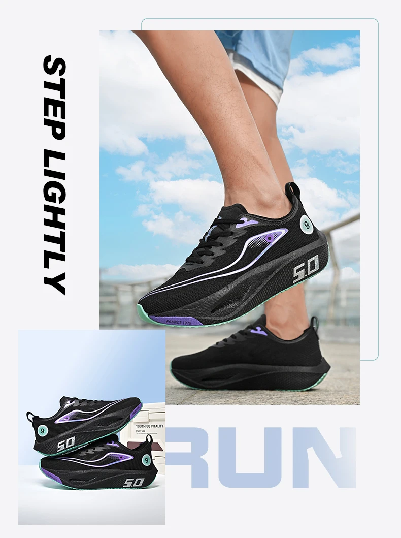 New Trendy Sports Running Shoes, Comfortable and Breathable Men's and Women's Sports Casual Shoes, Outdoor Large-sized Black 10