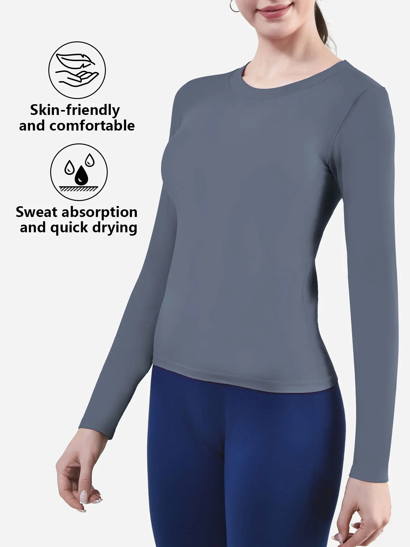 CZGUKE Women's Long Sleeve Fitness T-shirt Yoga Shirt Soft Sports Fitness Four Seasons Breathable Running Sports Slimming Top