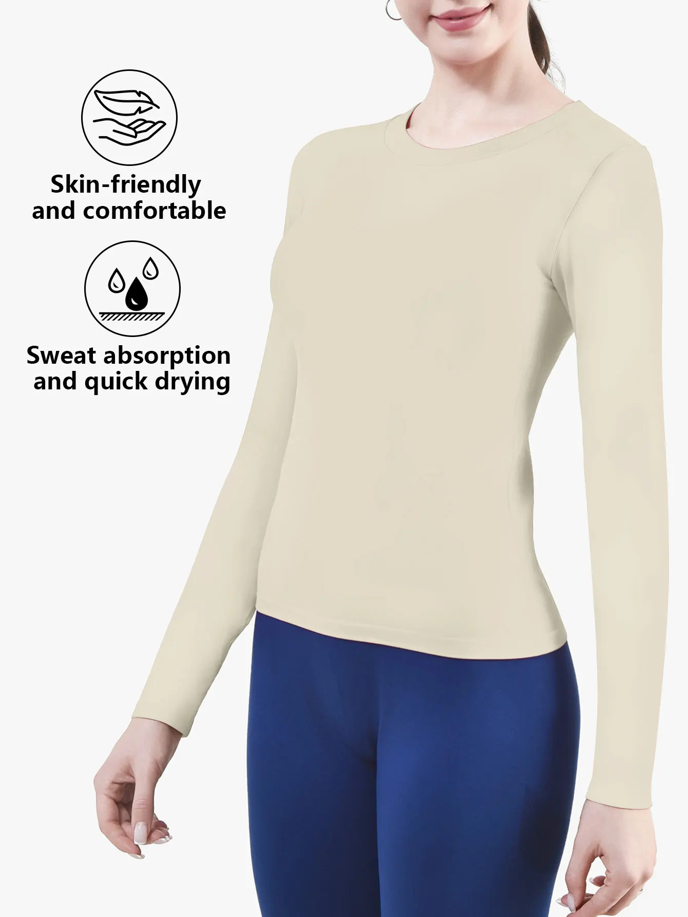 CZGUKE Women's Long Sleeve Fitness T-shirt Yoga Shirt Soft Sports Fitness Four Seasons Breathable Running Sports Slimming Top