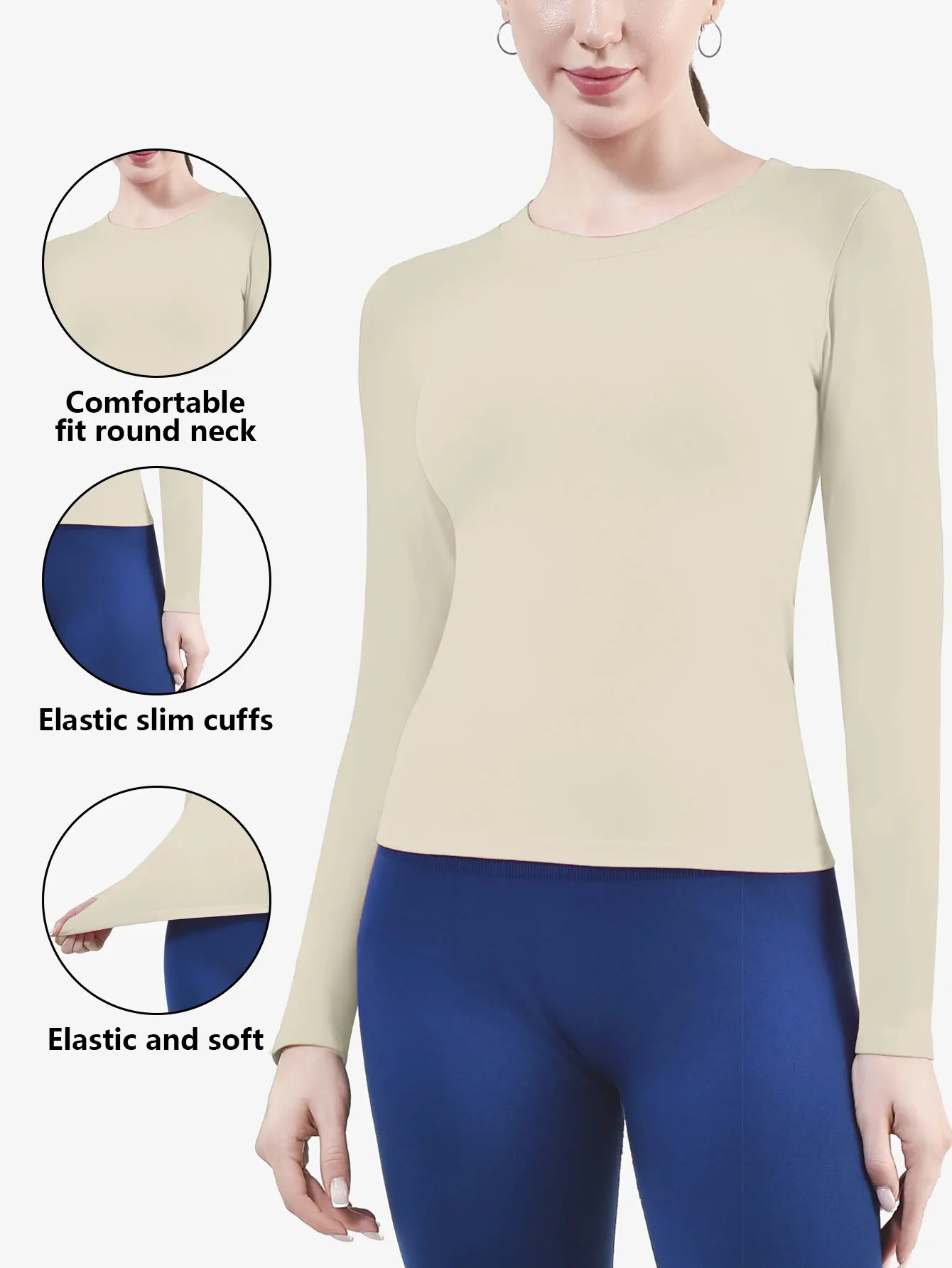 CZGUKE Women's Long Sleeve Fitness T-shirt Yoga Shirt Soft Sports Fitness Four Seasons Breathable Running Sports Slimming Top