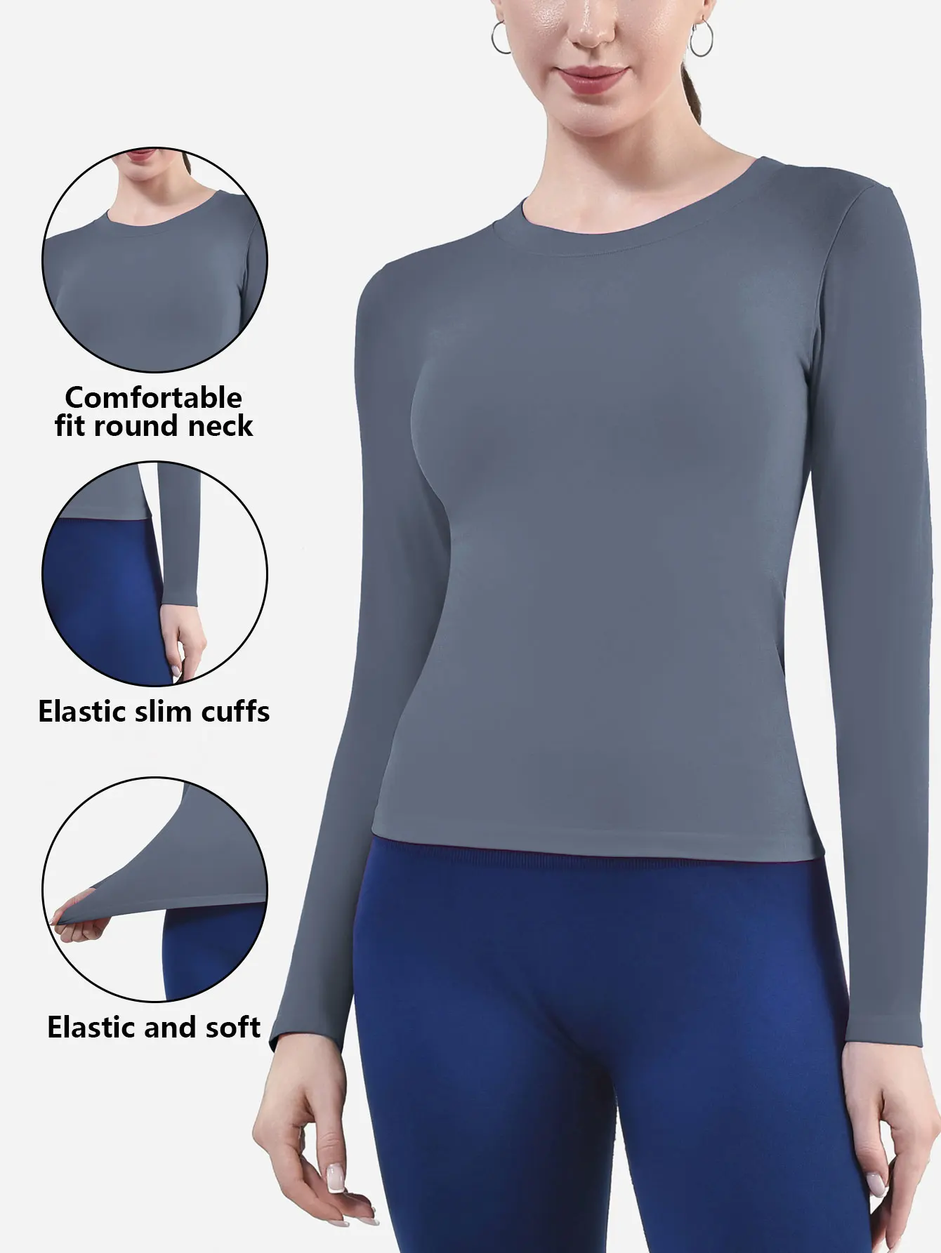 CZGUKE Women's Long Sleeve Fitness T-shirt Yoga Shirt Soft Sports Fitness Four Seasons Breathable Running Sports Slimming Top