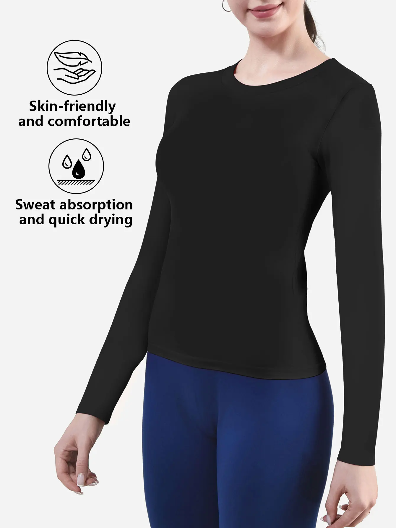 CZGUKE Women's Long Sleeve Fitness T-shirt Yoga Shirt Soft Sports Fitness Four Seasons Breathable Running Sports Slimming Top