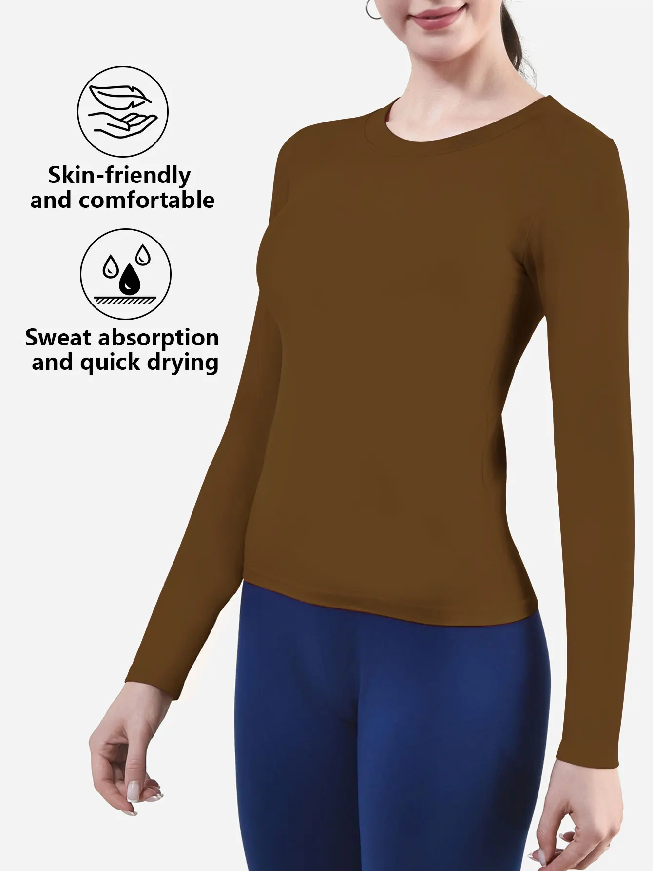 CZGUKE Women's Long Sleeve Fitness T-shirt Yoga Shirt Soft Sports Fitness Four Seasons Breathable Running Sports Slimming Top