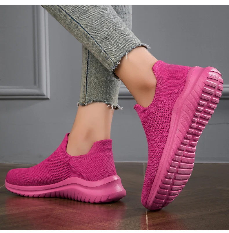 Men Shoes Sneakers Breathable Mesh Slip on Running Shoes Outdoor Non-Slip Couple Jogging Training Hiking Sports Shoes