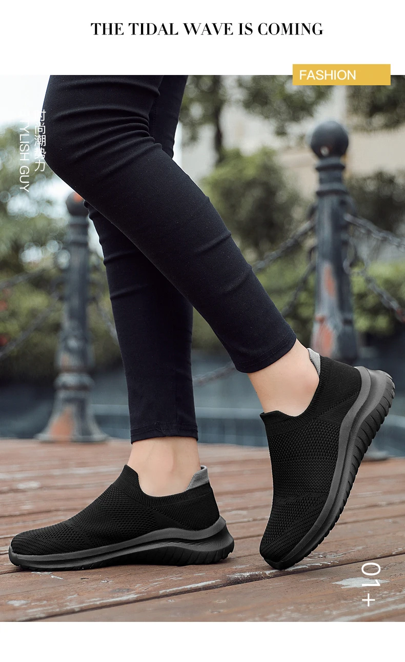 Men Shoes Sneakers Breathable Mesh Slip on Running Shoes Outdoor Non-Slip Couple Jogging Training Hiking Sports Shoes