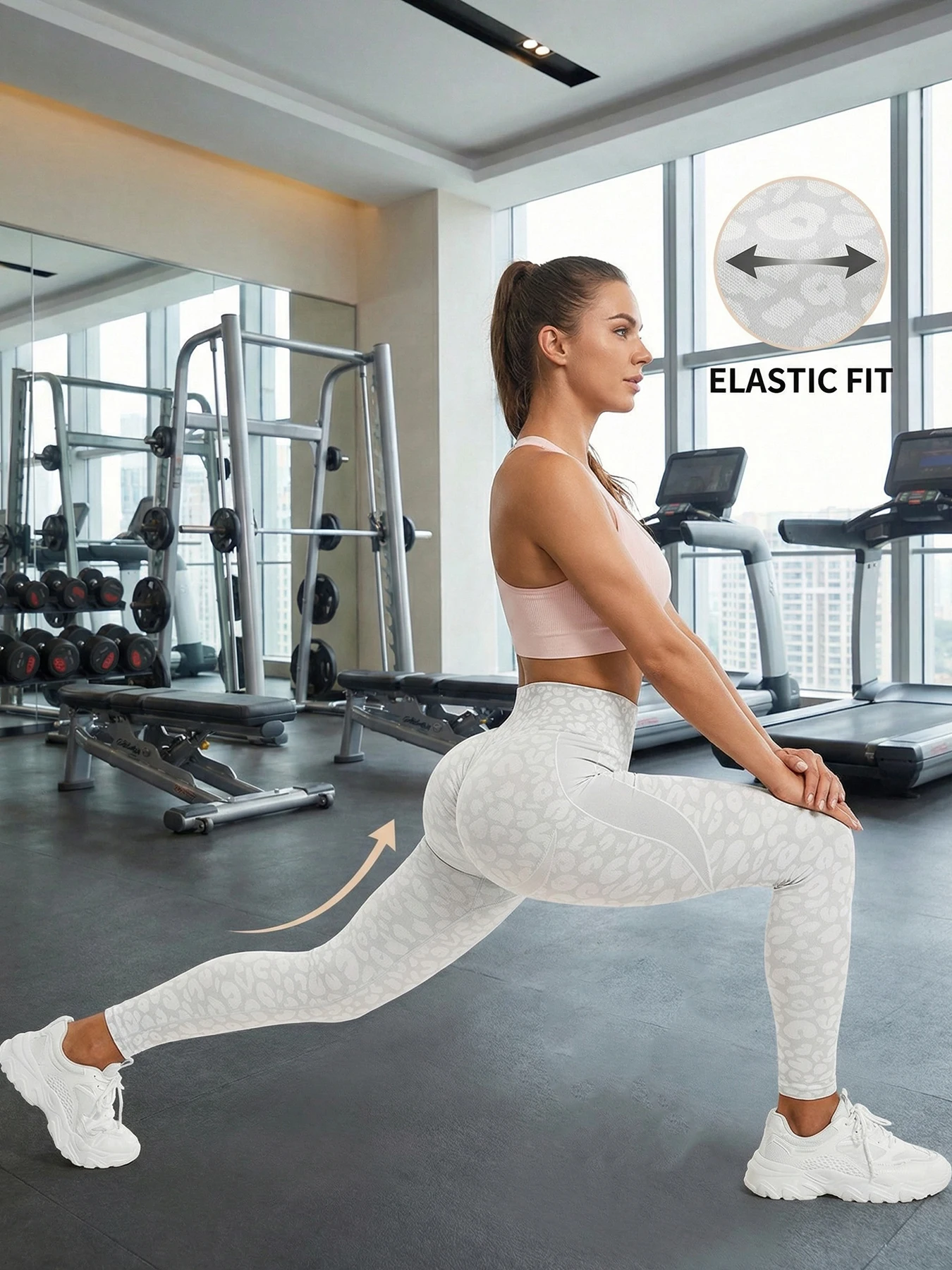 Women High Waist High Elasticity Seamless Sports Leggings With Jacquard Leopard Print Yoga Women Pants All Seasons Sports Pants
