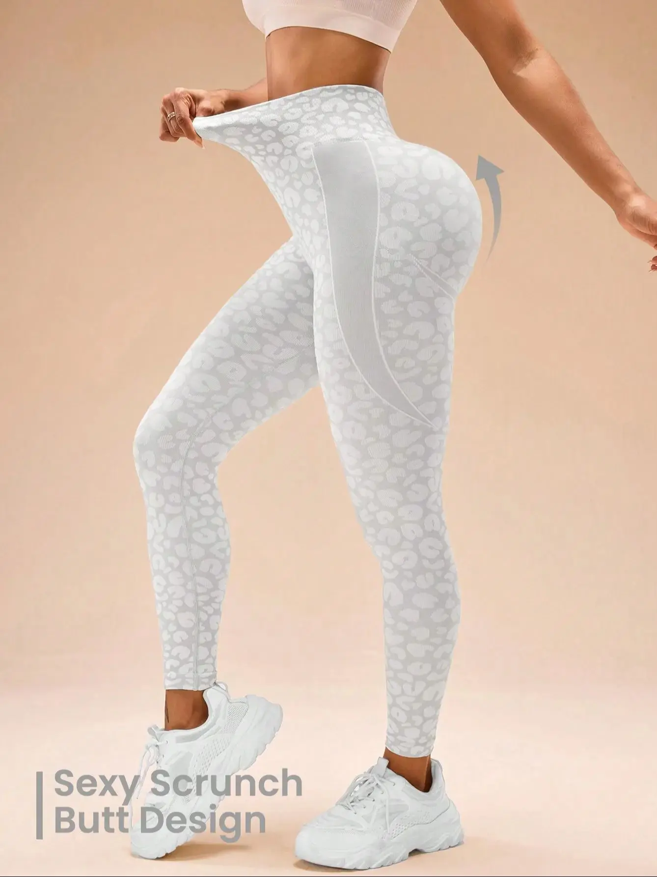 Women High Waist High Elasticity Seamless Sports Leggings With Jacquard Leopard Print Yoga Women Pants All Seasons Sports Pants