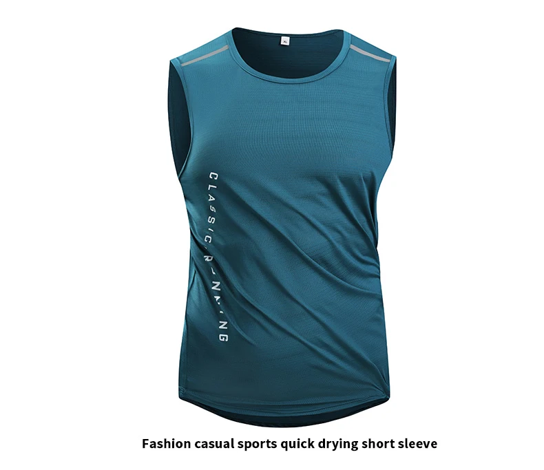 Ippolich Running Vest Summer Quick Drying Fitness Vest Reflective Breathable Elastic Sleeveless T-shirts Gym Clothing Man Sports