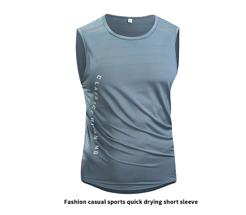 Ippolich Running Vest Summer Quick Drying Fitness Vest Reflective Breathable Elastic Sleeveless T-shirts Gym Clothing Man Sports