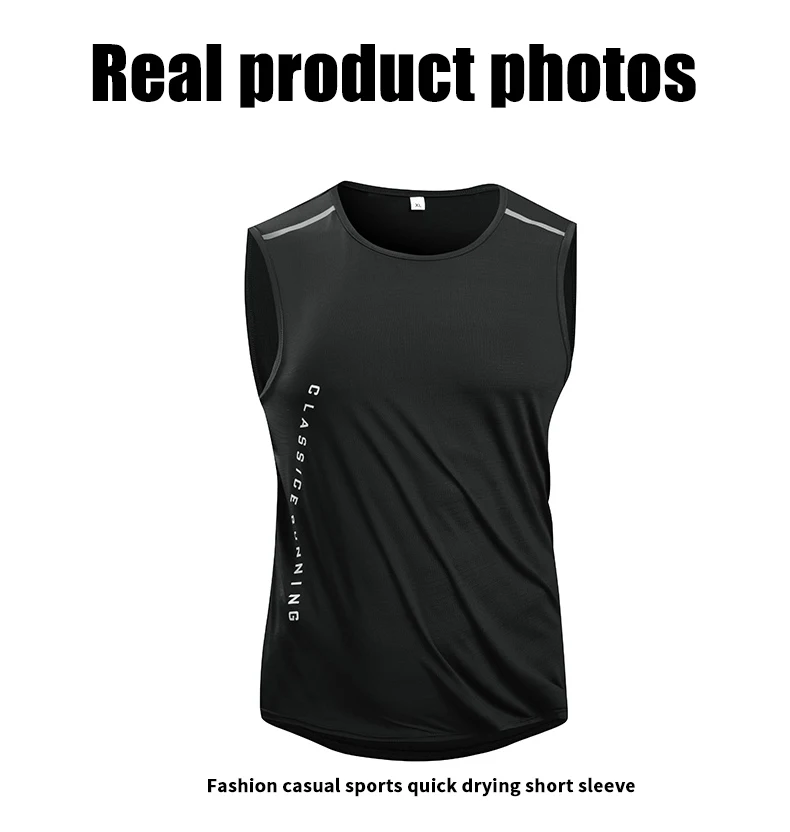 Ippolich Running Vest Summer Quick Drying Fitness Vest Reflective Breathable Elastic Sleeveless T-shirts Gym Clothing Man Sports