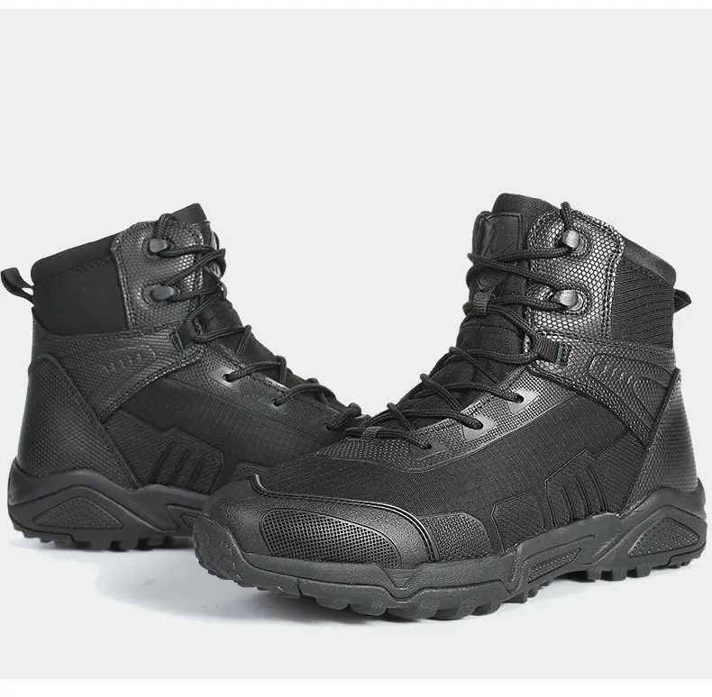 Military Tactical Combat Boots Men Autumn Winter Fleece Work Training Shoes Outdoor Ultralight Waterproof Desert Hiking Boots