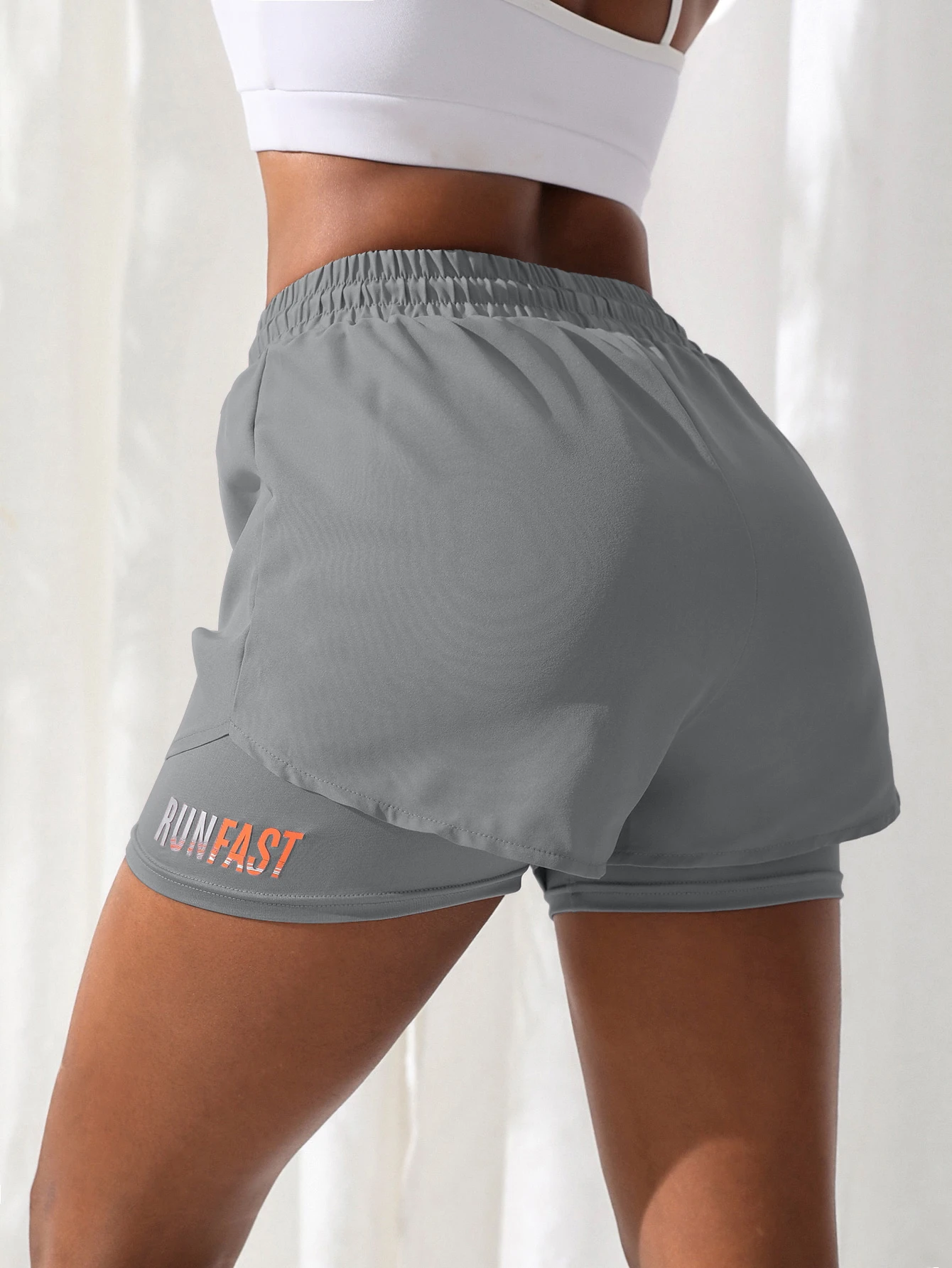 Women's High Rise Yoga Shorts With Elastic Proximity Control Running Shorts, Fake Two Pieces Pants