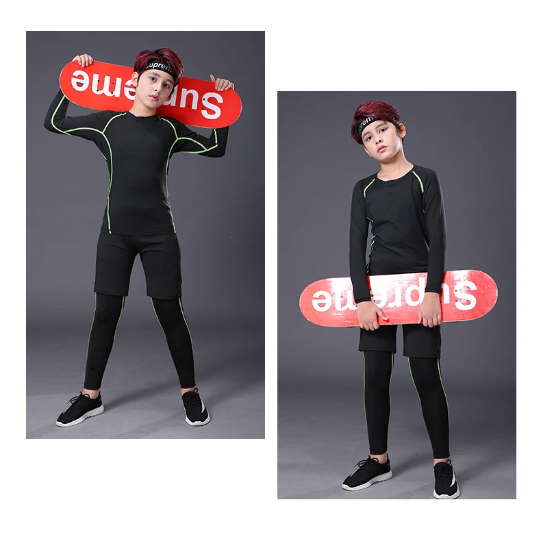 Kids Compression Running Basketball Sportswear Warm Pants Tops Underwear Youth Tight Sports Clothes for Boys Fitness Tracksuits