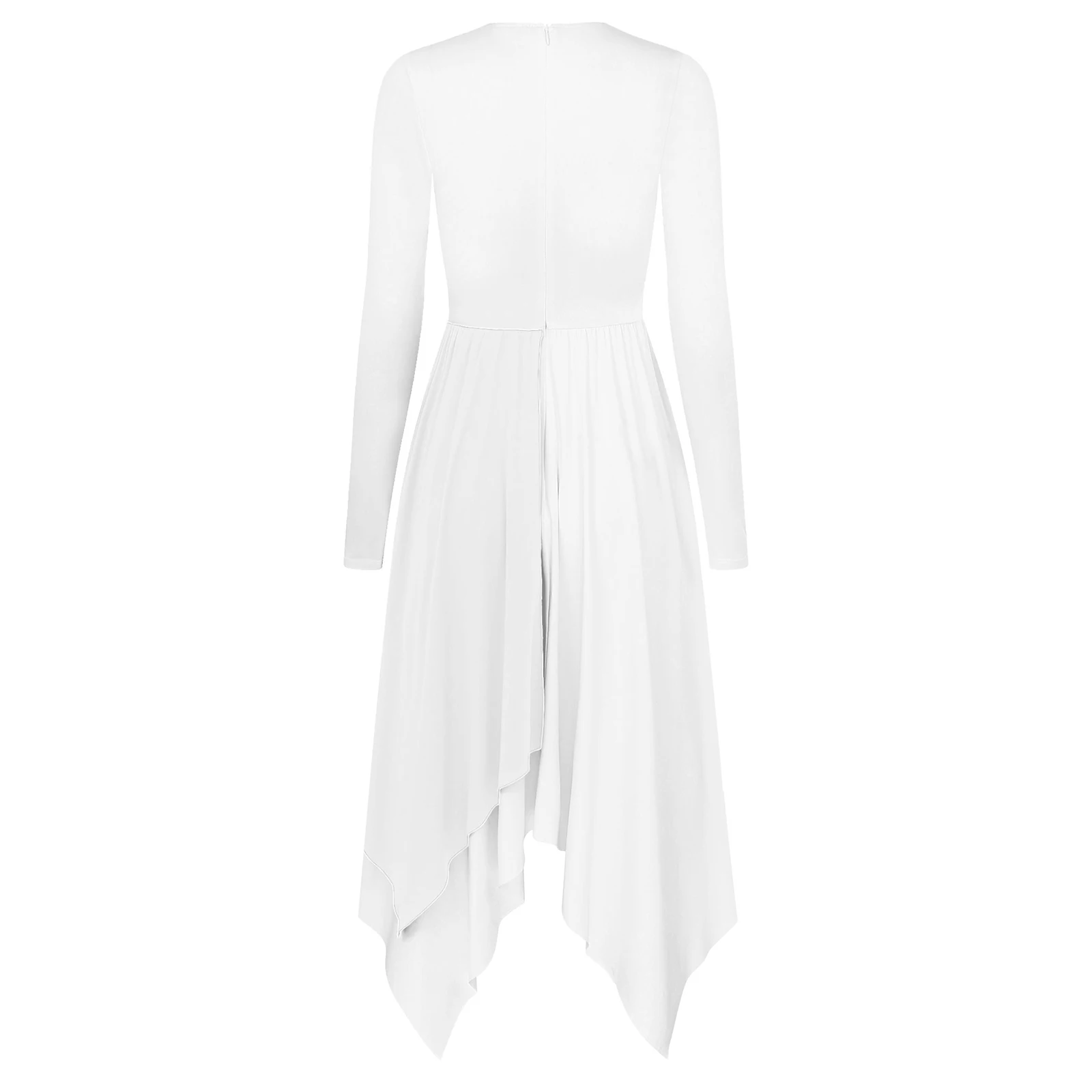 Women Long Sleeve Modern Lyrical Dance Dress Ballroom Dancing Church Choir Liturgical Praise Worship Stage Performance Dancewear