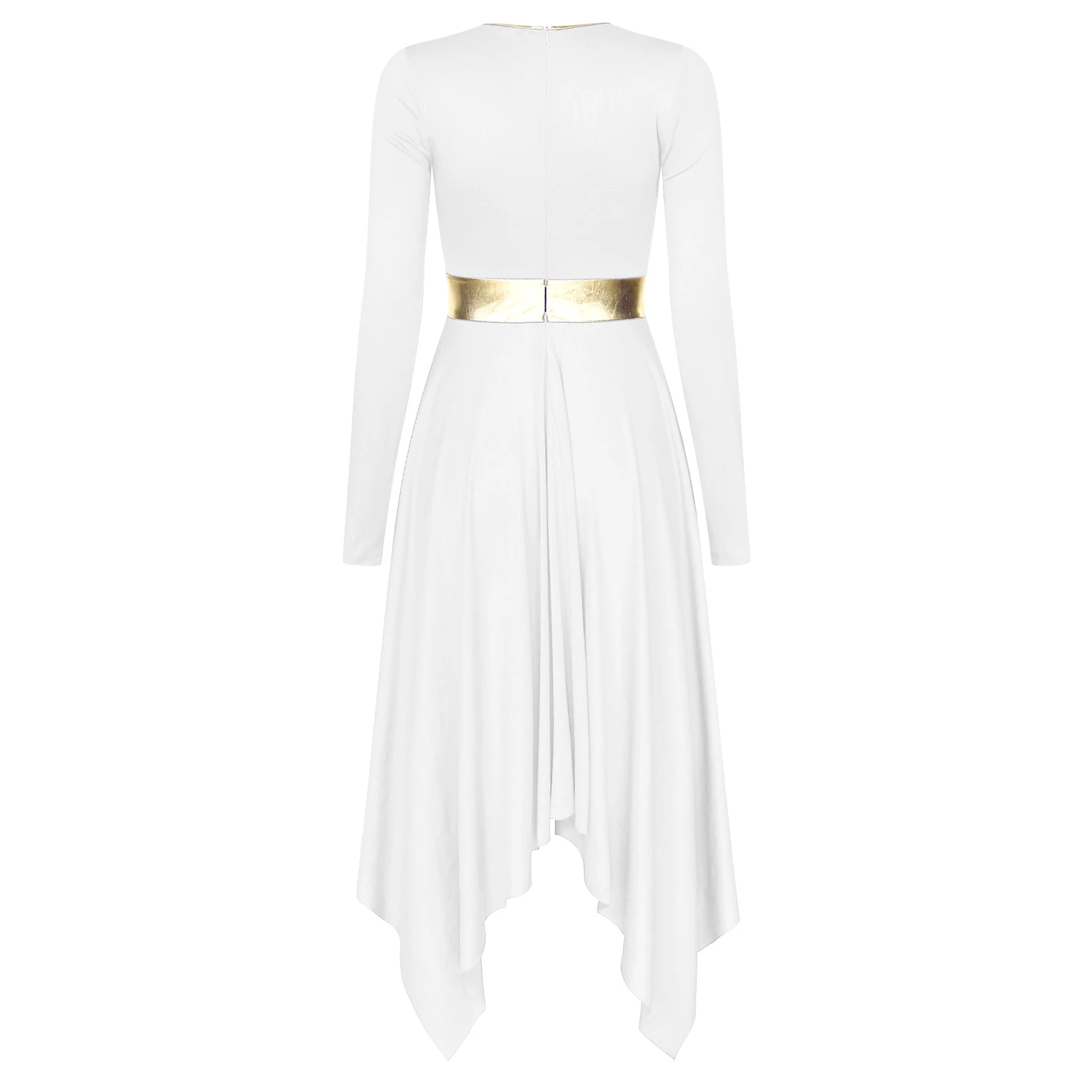 Women Long Sleeve Modern Lyrical Dance Dress Ballroom Dancing Church Choir Liturgical Praise Worship Stage Performance Dancewear