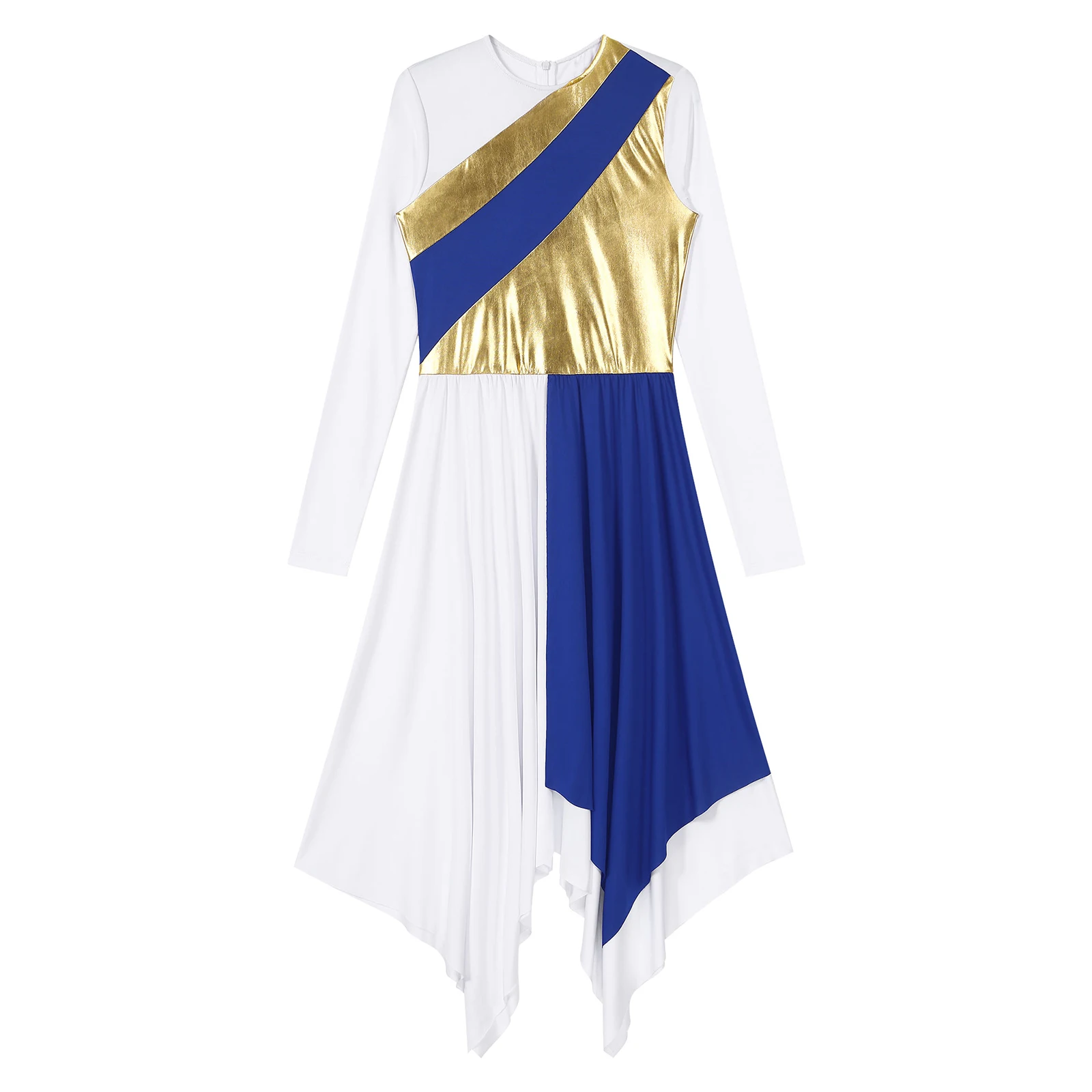 Women Long Sleeve Modern Lyrical Dance Dress Ballroom Dancing Church Choir Liturgical Praise Worship Stage Performance Dancewear