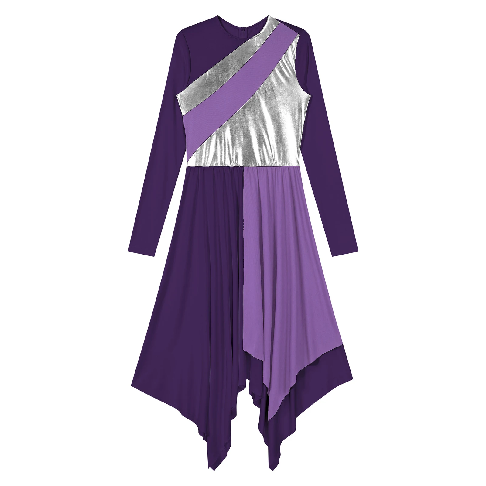Women Long Sleeve Modern Lyrical Dance Dress Ballroom Dancing Church Choir Liturgical Praise Worship Stage Performance Dancewear