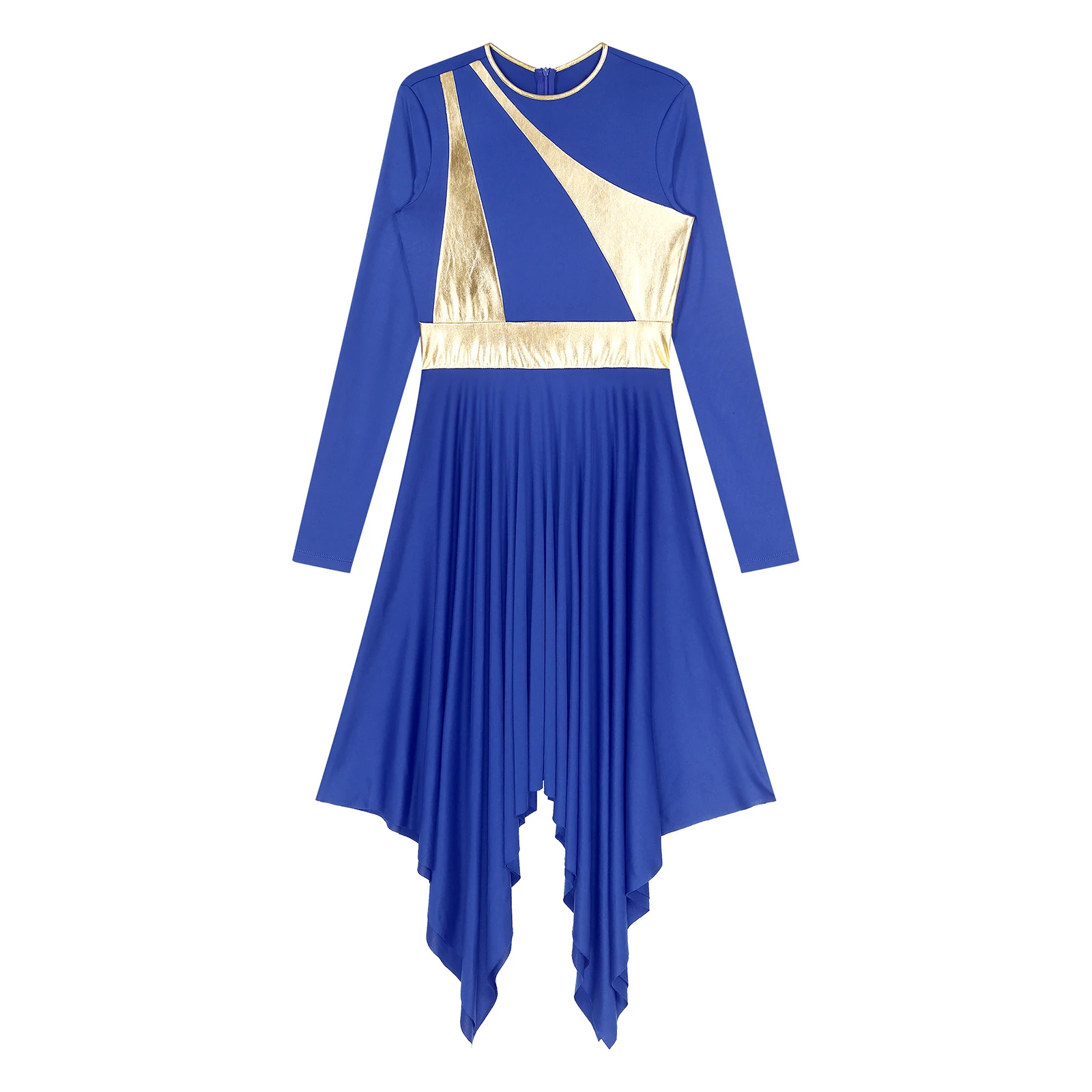 Women Long Sleeve Modern Lyrical Dance Dress Ballroom Dancing Church Choir Liturgical Praise Worship Stage Performance Dancewear