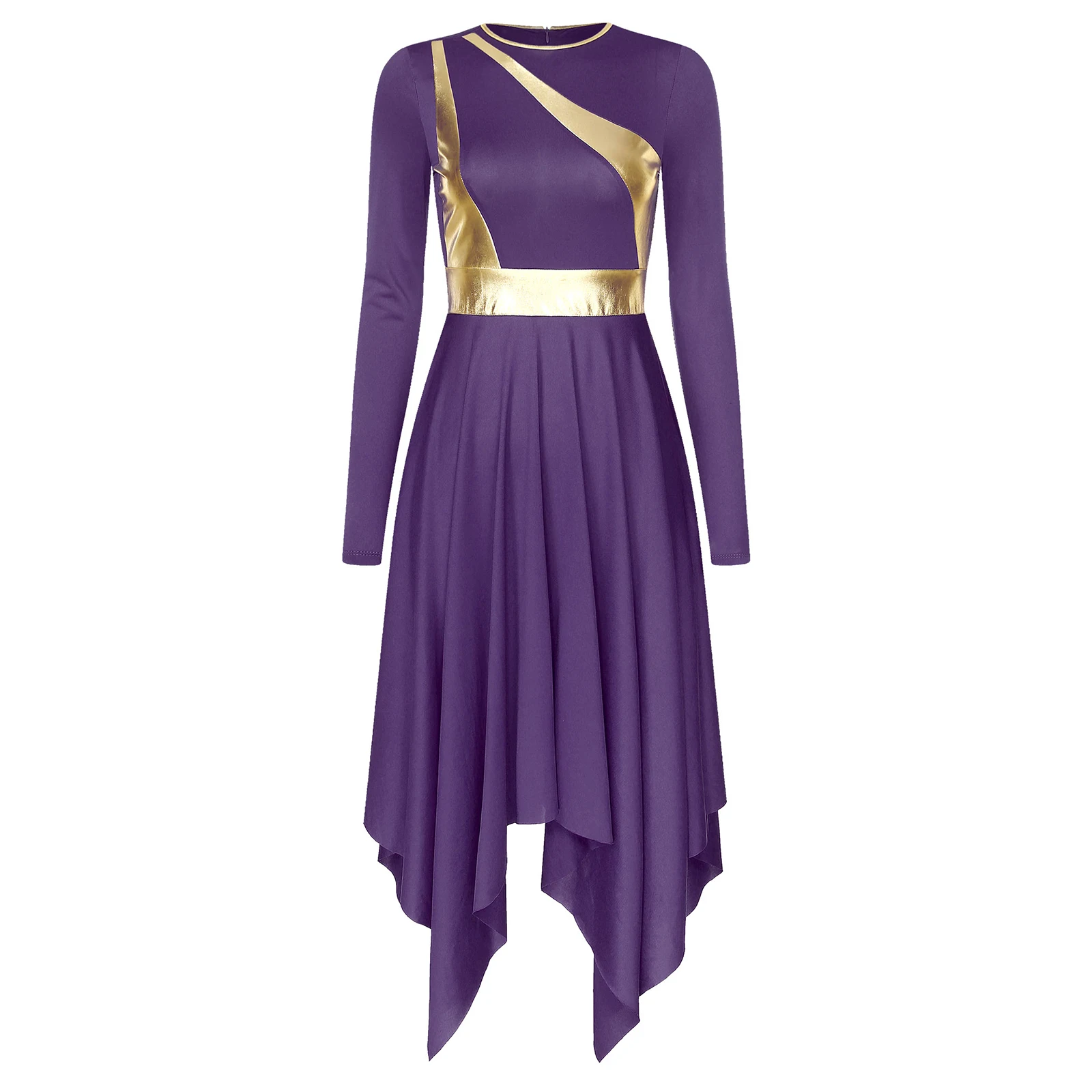 Women Long Sleeve Modern Lyrical Dance Dress Ballroom Dancing Church Choir Liturgical Praise Worship Stage Performance Dancewear