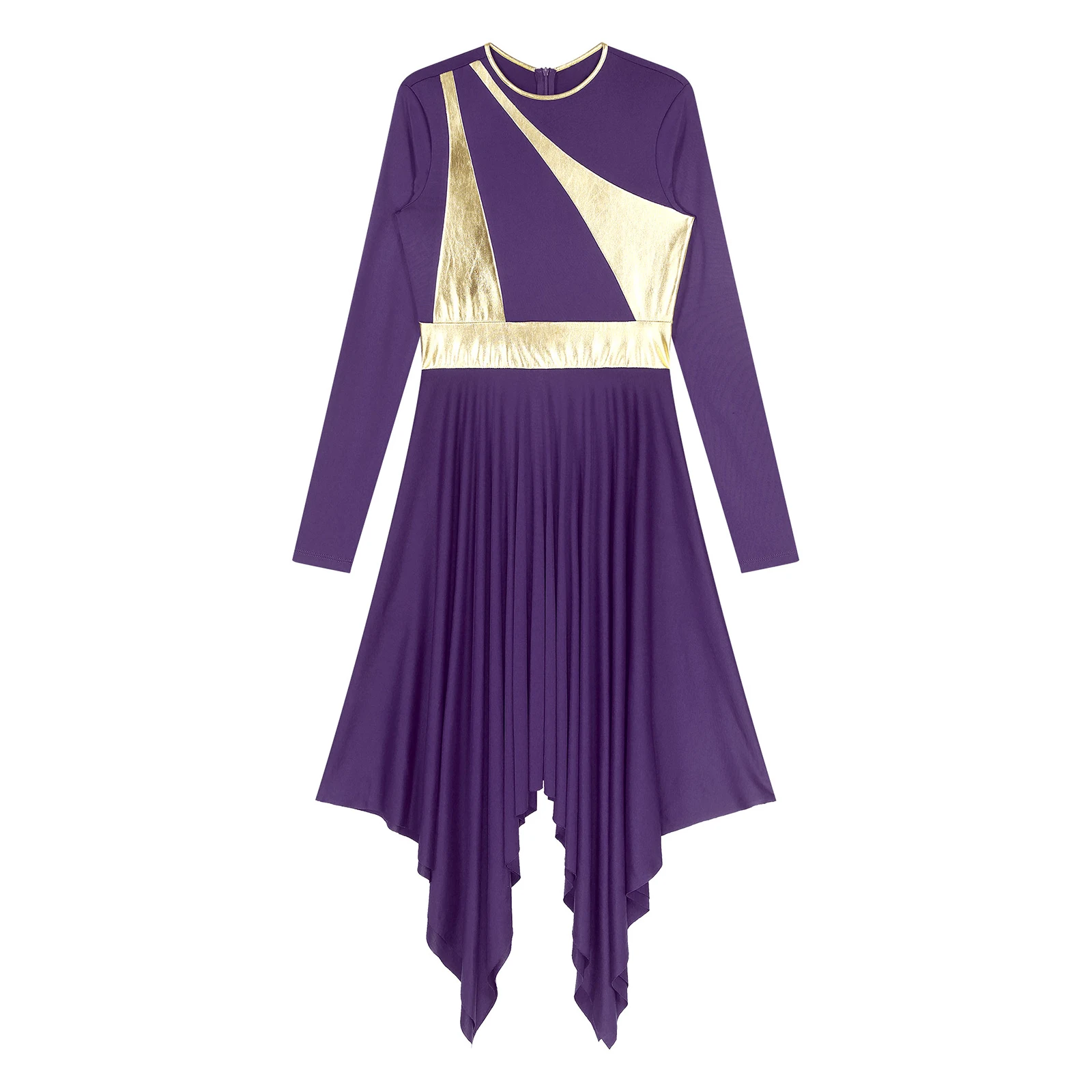 Women Long Sleeve Modern Lyrical Dance Dress Ballroom Dancing Church Choir Liturgical Praise Worship Stage Performance Dancewear