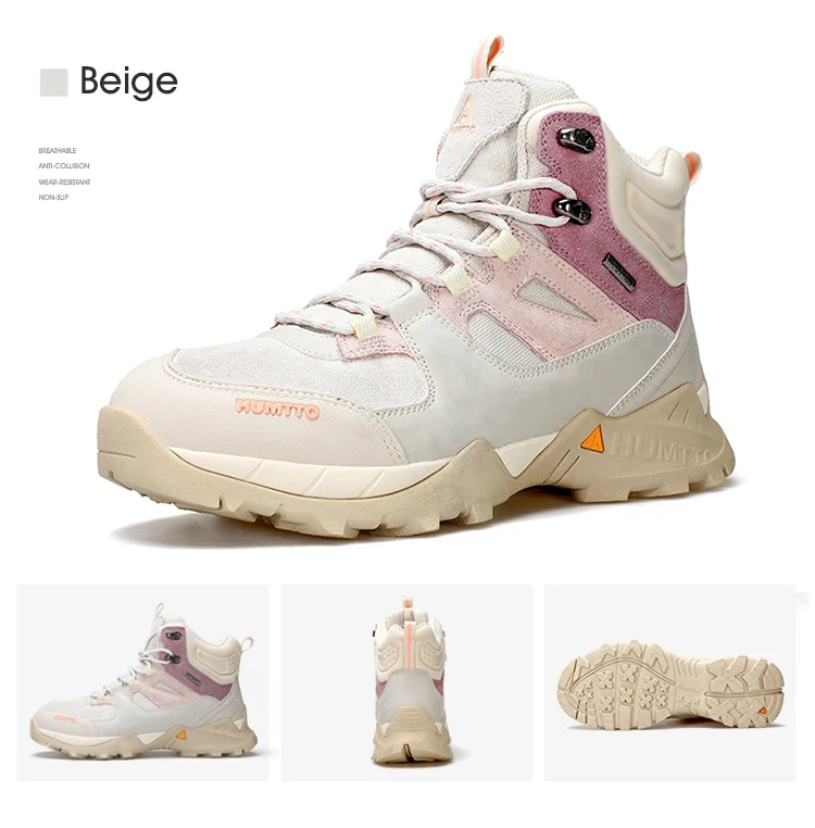 HUMTTO Waterproof Womens Hiking Shoes Luxury Designer Boots for Women Outdoor Climbing Trekking Sneakers New Leather Ankle Boots
