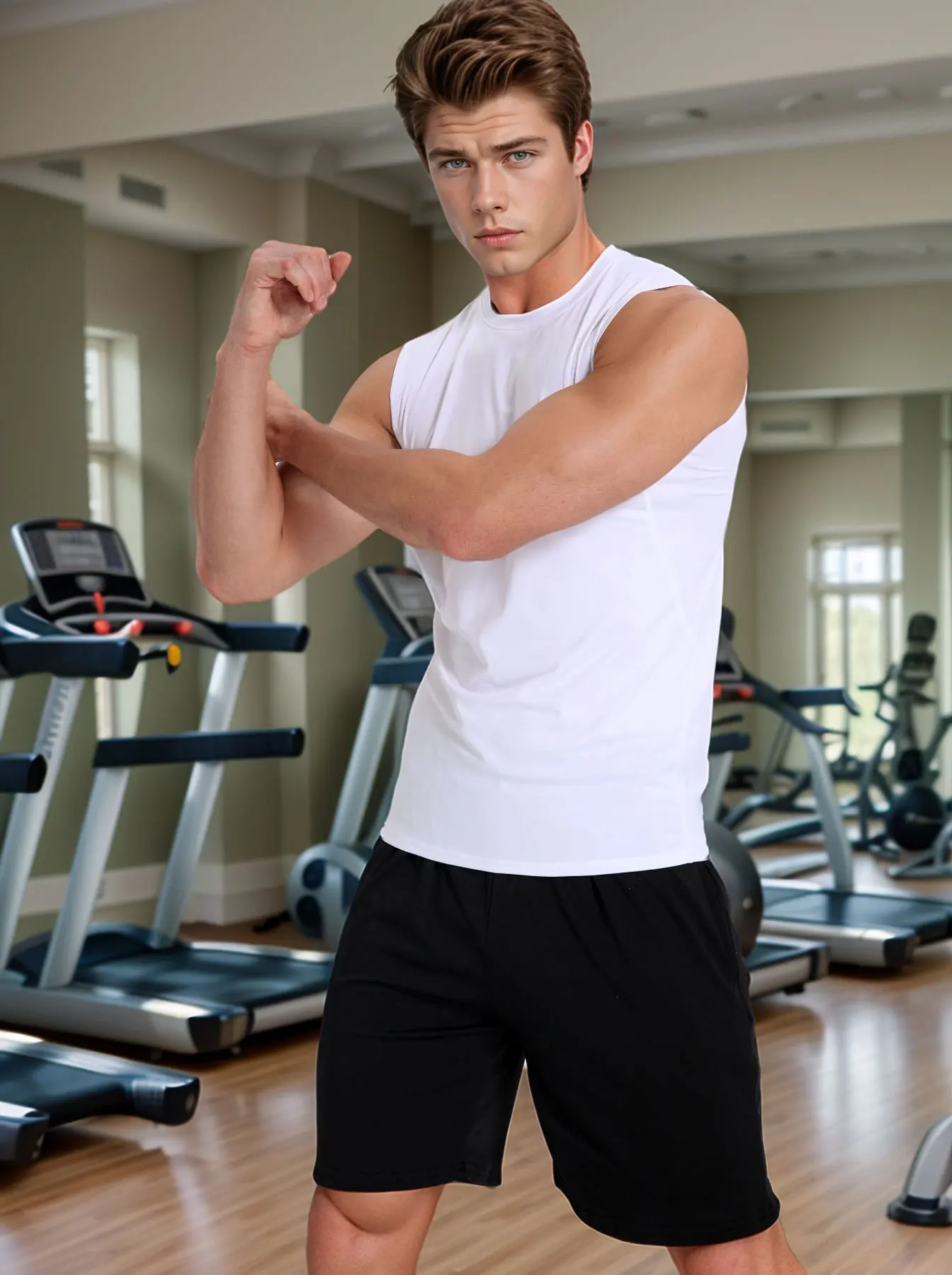 Boyfriend Style Men Compression Elastic Sports Tank Top, Quick-Drying Moisture-Wicking Breathable Underwear, Suitable For Basket