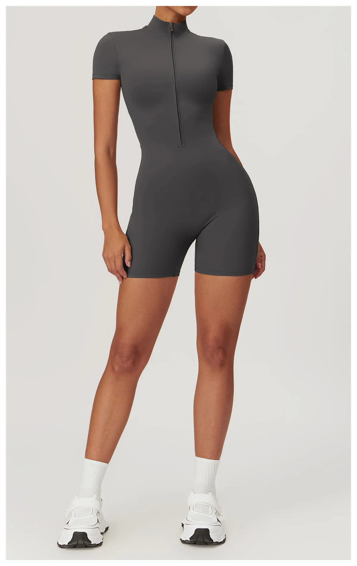 Yoga Jumpsuit Summer Short Sleeve Zipper Sports Wear Gym Fitness Sports Bodysuits Women Dance Running Workout Clothes Yoga Suit