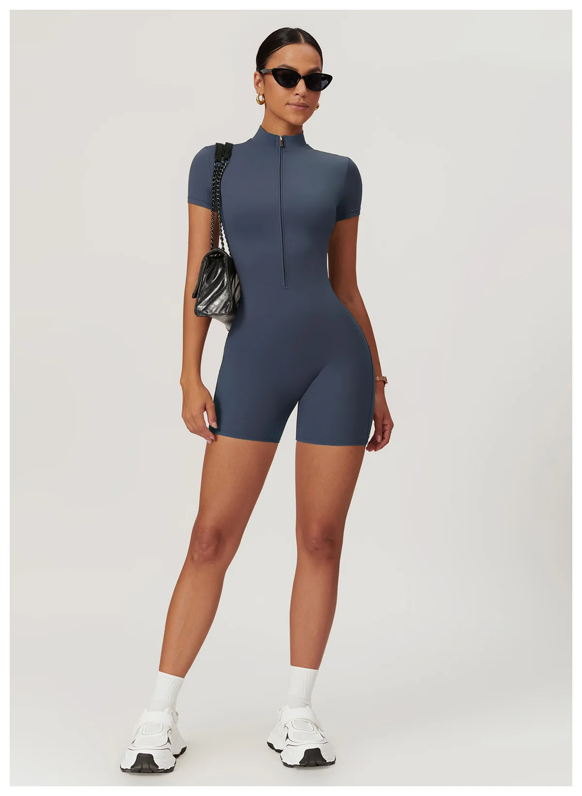 Yoga Jumpsuit Summer Short Sleeve Zipper Sports Wear Gym Fitness Sports Bodysuits Women Dance Running Workout Clothes Yoga Suit