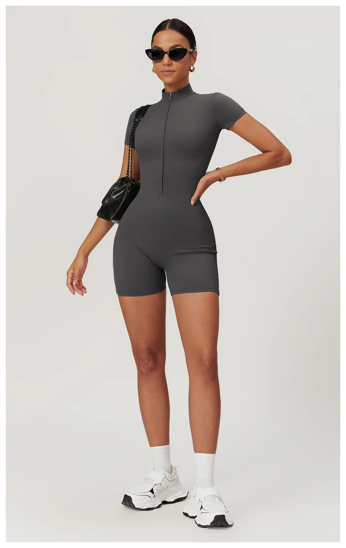 Yoga Jumpsuit Summer Short Sleeve Zipper Sports Wear Gym Fitness Sports Bodysuits Women Dance Running Workout Clothes Yoga Suit