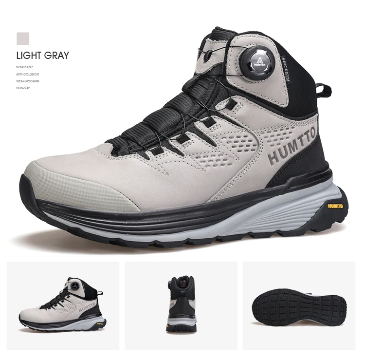 HUMTTO Leather Hiking Shoes 2024 Winter Camping Men's Sports Shoes Breathable Trekking Boots Man Outdoor Safety Sneakers for Men