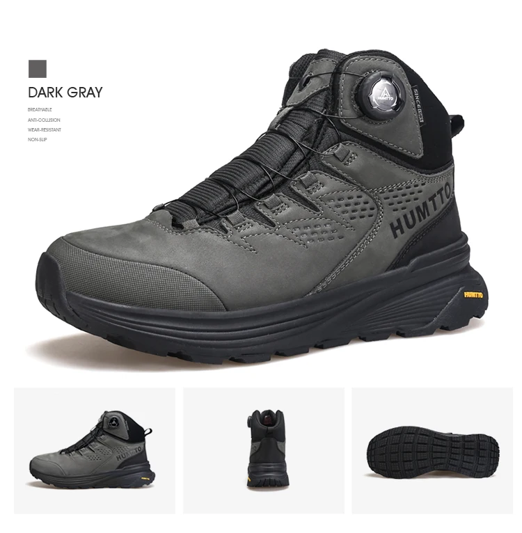 HUMTTO Leather Hiking Shoes 2024 Winter Camping Men's Sports Shoes Breathable Trekking Boots Man Outdoor Safety Sneakers for Men