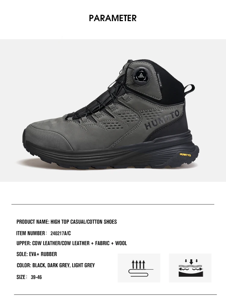 HUMTTO Leather Hiking Shoes 2024 Winter Camping Men's Sports Shoes Breathable Trekking Boots Man Outdoor Safety Sneakers for Men