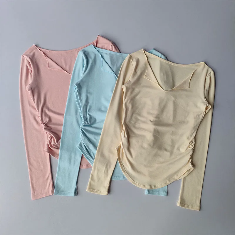 Sports Top Women's Autumn Slim Fit Small V-neck Quick Drying Yoga Clothes Running Fitness Pilates Long Sleeves Outwear T Shirts