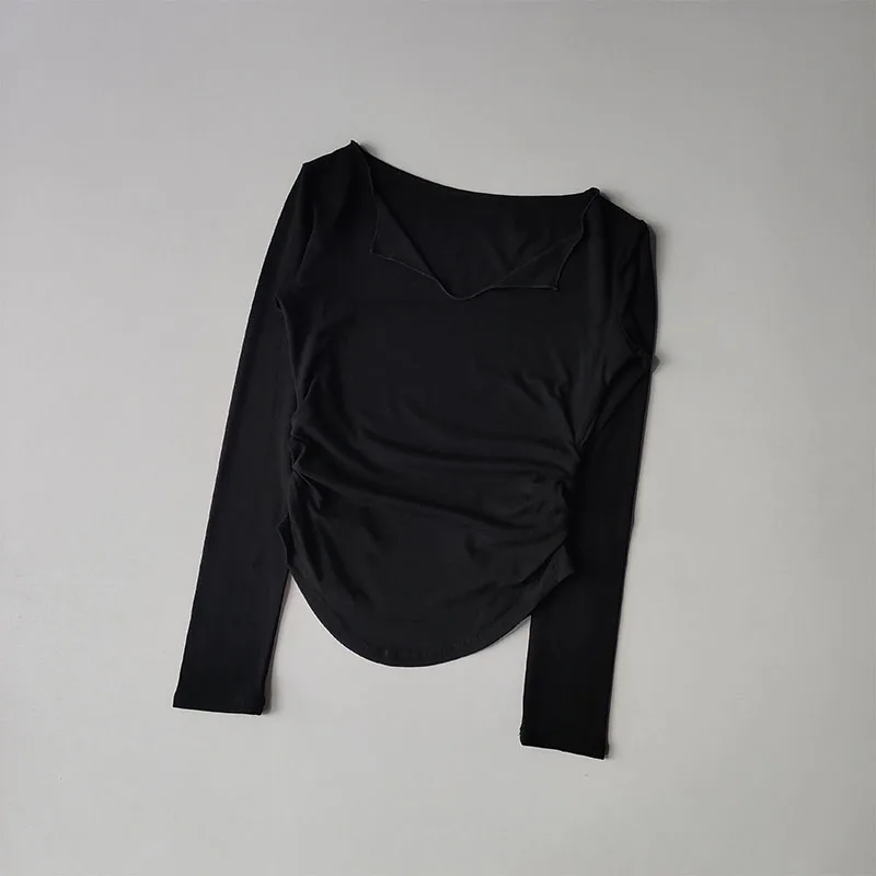 Sports Top Women's Autumn Slim Fit Small V-neck Quick Drying Yoga Clothes Running Fitness Pilates Long Sleeves Outwear T Shirts