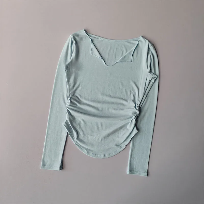 Sports Top Women's Autumn Slim Fit Small V-neck Quick Drying Yoga Clothes Running Fitness Pilates Long Sleeves Outwear T Shirts