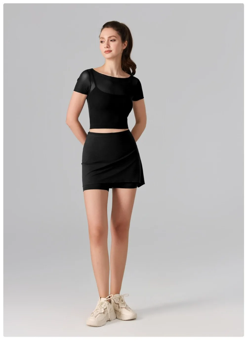 Women's 2-in-1 Anti-Sheer Sports Skort – Running Workout Tennis Badminton Pilates Yoga Shorts Skirt for Spring Summer Activewear