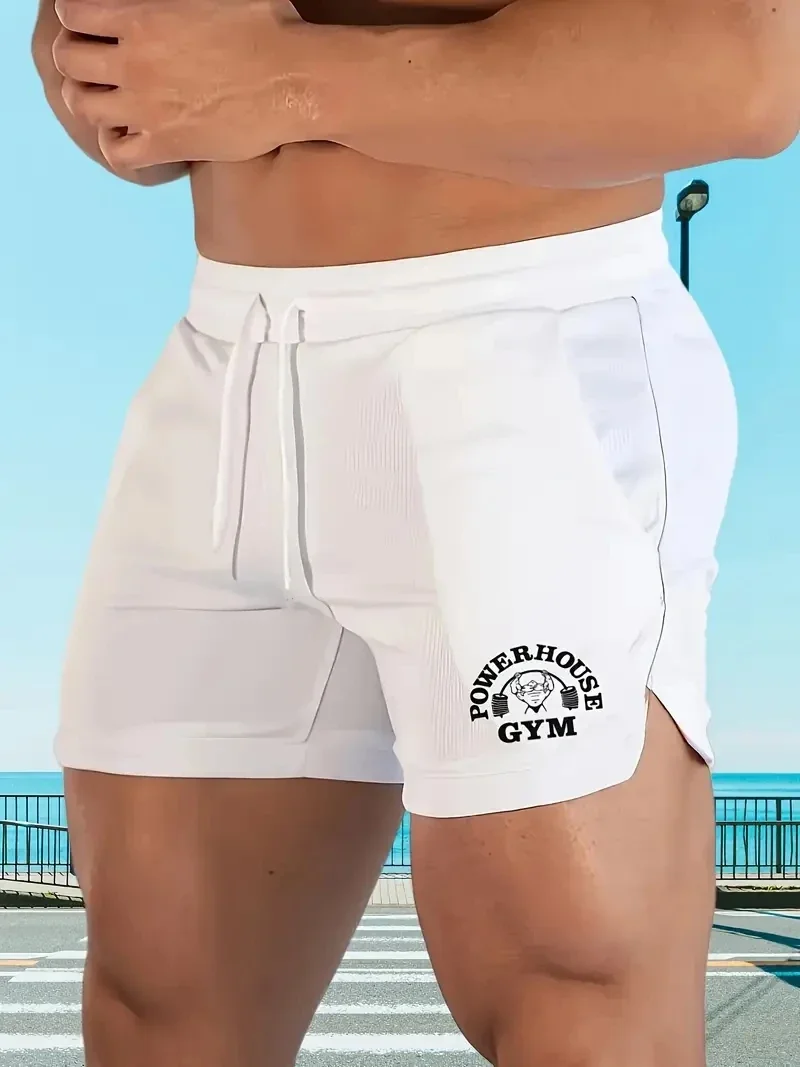 New Men's quick drying breathable printed sports shorts, fitness running shorts, outdoor training shorts, fitness shorts