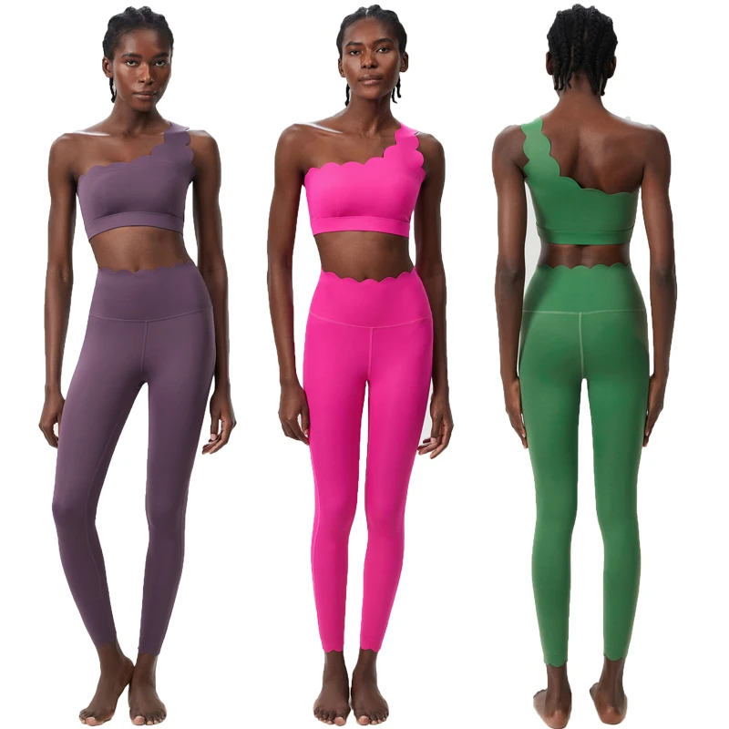 Women Two Pieces Fitness Yoga Set Stretch Soft Running Gym Suit Breathable Quick Dry Sportswear Female Strwetchy Workout Clothes