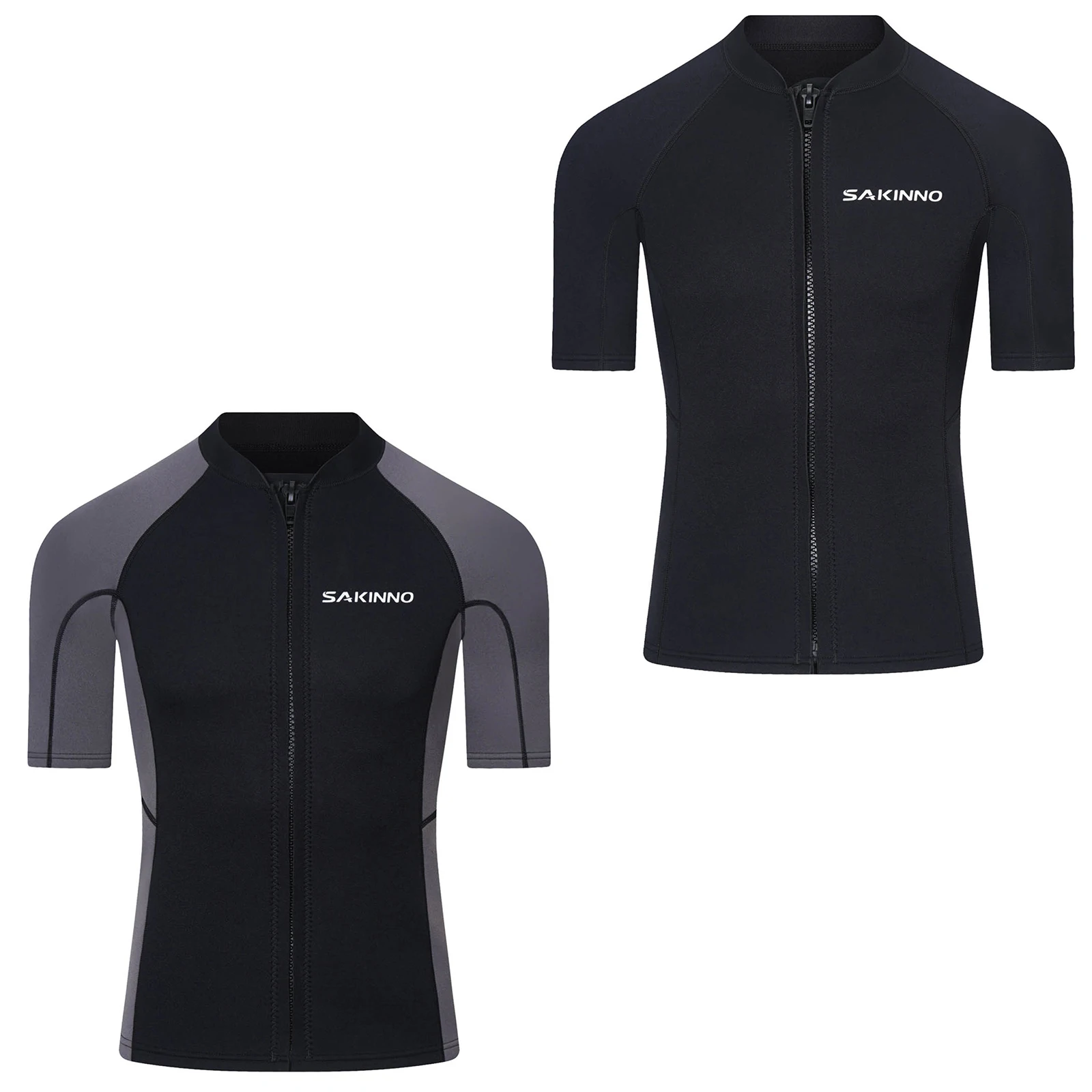 Men Wetsuit Top 2mm Neoprene Wetsuits Jacket Short Sleeves Zip Up Diving Suit for Swimming Snorkeling Scuba Diving Surfing Shirt