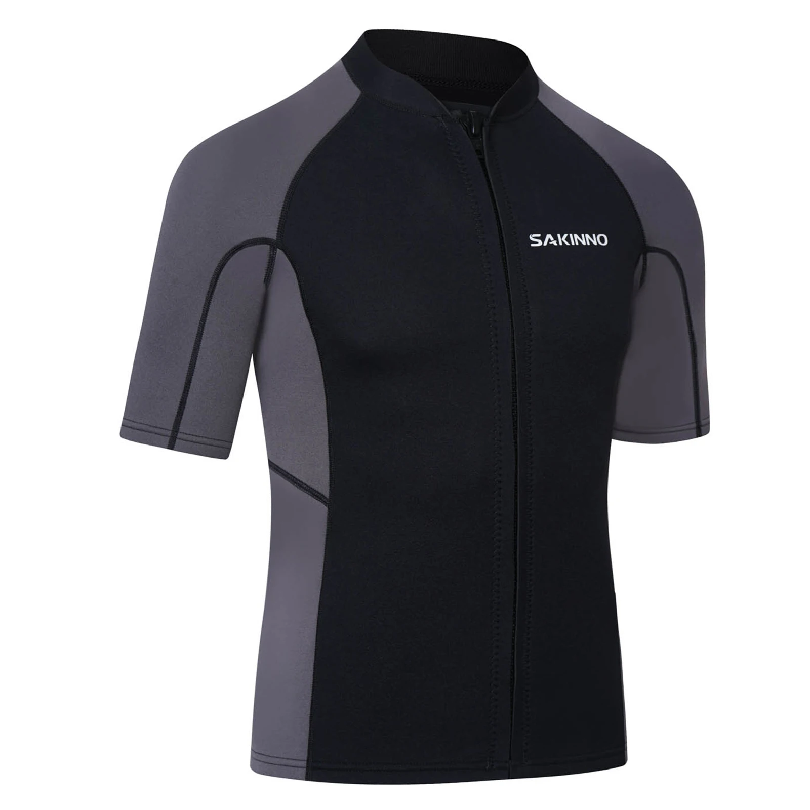 Men Wetsuit Top 2mm Neoprene Wetsuits Jacket Short Sleeves Zip Up Diving Suit for Swimming Snorkeling Scuba Diving Surfing Shirt