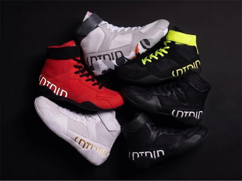 New Men's Large Wrestling Shoes Mesh Breathable Boxing Shoes Anti Slip Wear Resistant Sneaker Fashionable Casual High Sport Shoe