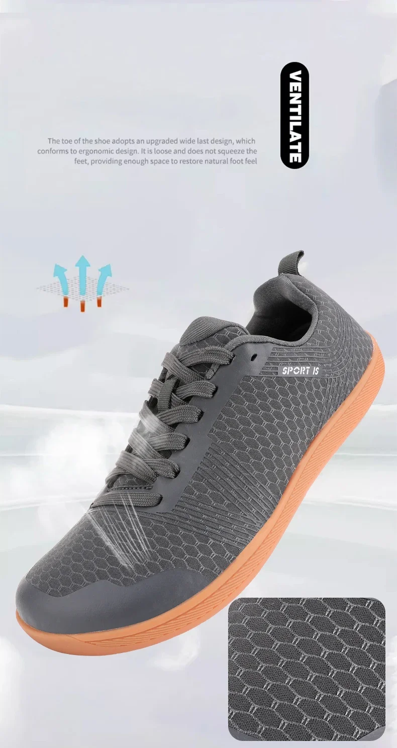 New Unisex Wider Shoes Breathable Mesh Men Barefoot Wide-toed Shoes Brand Flats Soft Zero Drop Sole Wider Toe Sneakes Plus Size