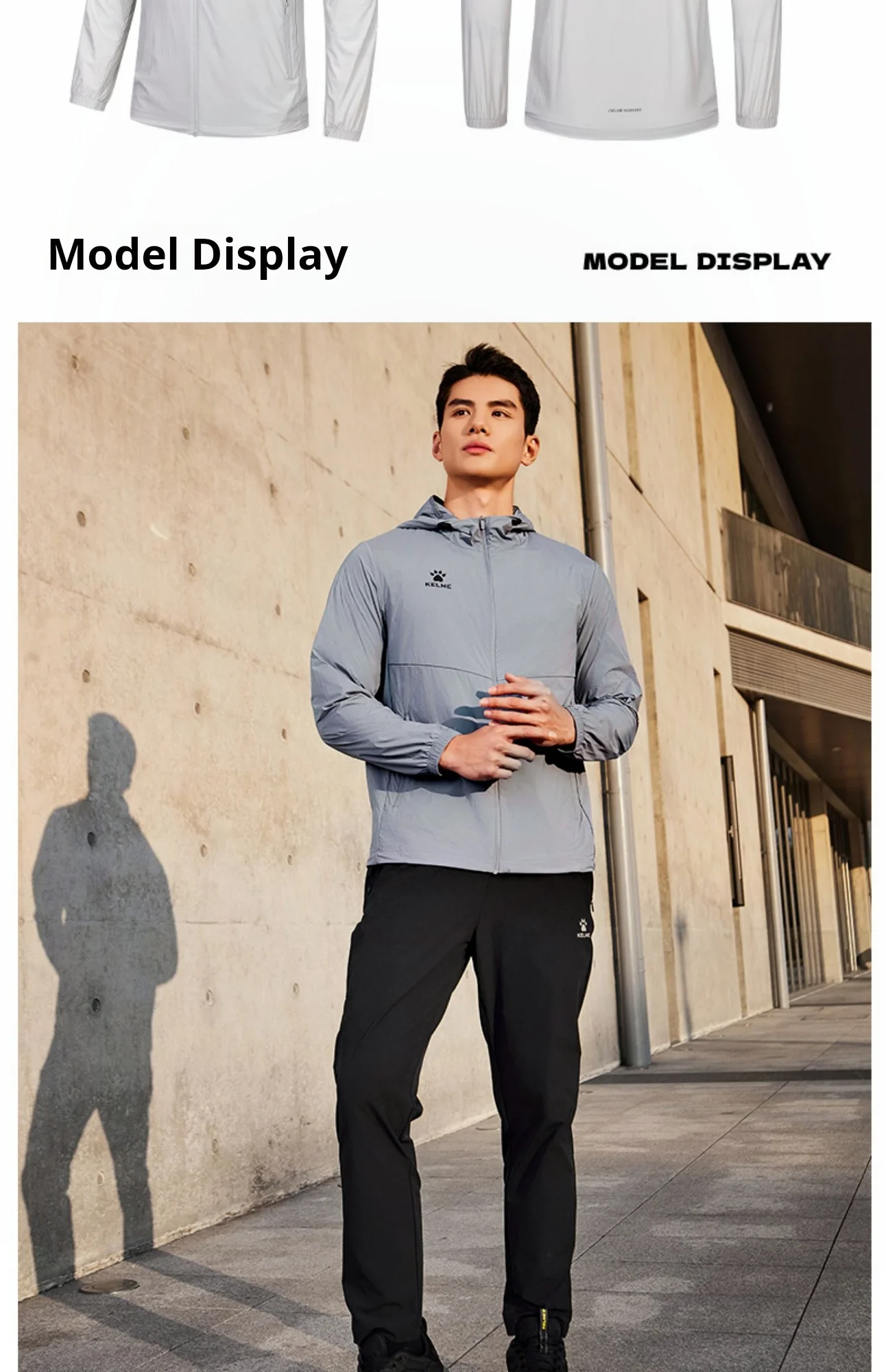 Kelme Men's Running Jacket Thin Hooded Raincoat Outdoor Running Windproof Jacket Fitness Mountaineering Windbreaker