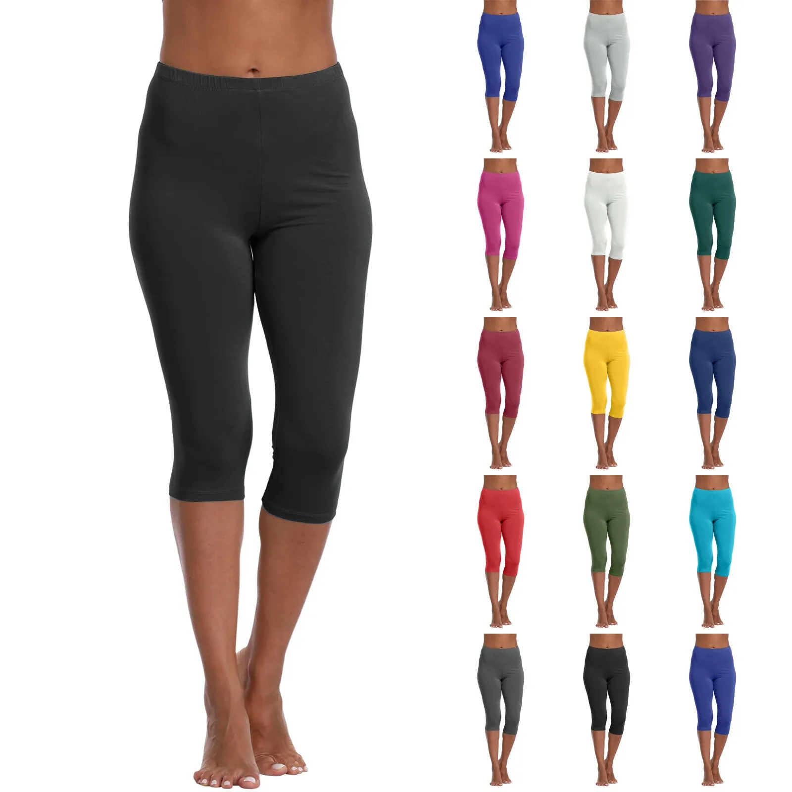 Women'S Sports Shorts Elastic Yoga Pants Summer Solid Color Sports Shorts Lightweight High Waisted Tight Solid Color Jogging