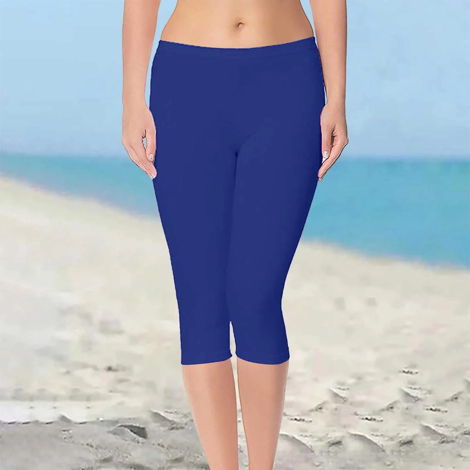 Women'S Sports Shorts Elastic Yoga Pants Summer Solid Color Sports Shorts Lightweight High Waisted Tight Solid Color Jogging