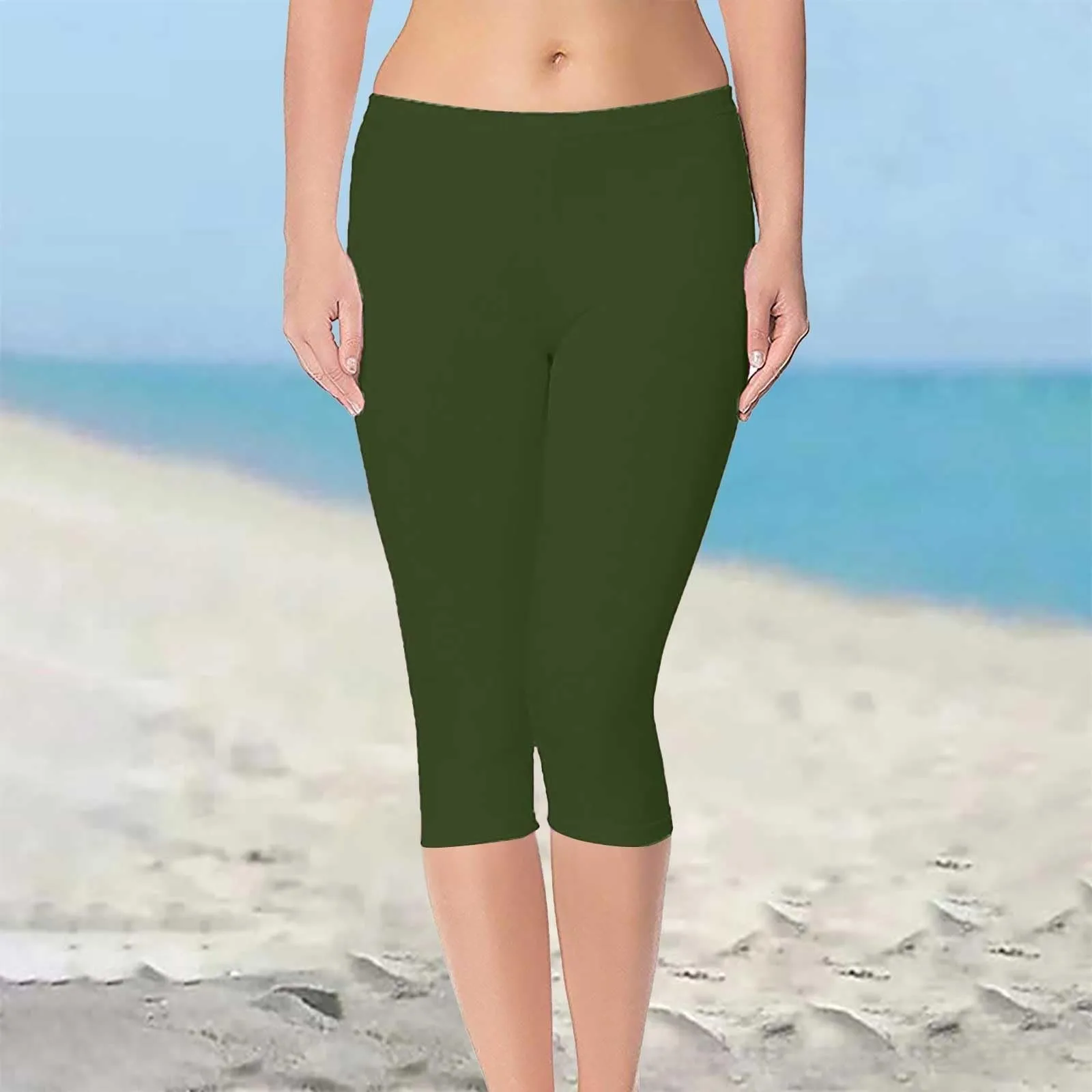 Women'S Sports Shorts Elastic Yoga Pants Summer Solid Color Sports Shorts Lightweight High Waisted Tight Solid Color Jogging