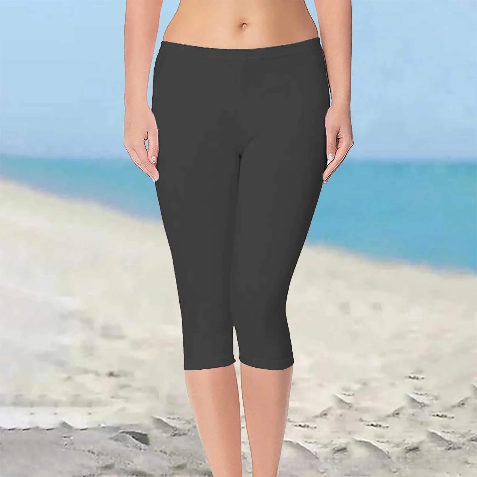 Women'S Sports Shorts Elastic Yoga Pants Summer Solid Color Sports Shorts Lightweight High Waisted Tight Solid Color Jogging