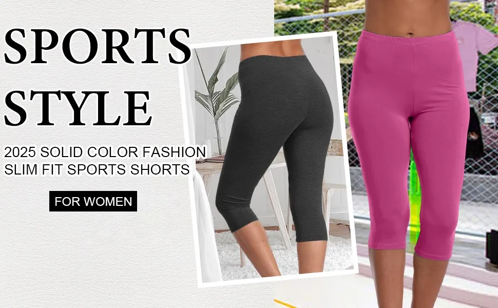 Women'S Sports Shorts Elastic Yoga Pants Summer Solid Color Sports Shorts Lightweight High Waisted Tight Solid Color Jogging
