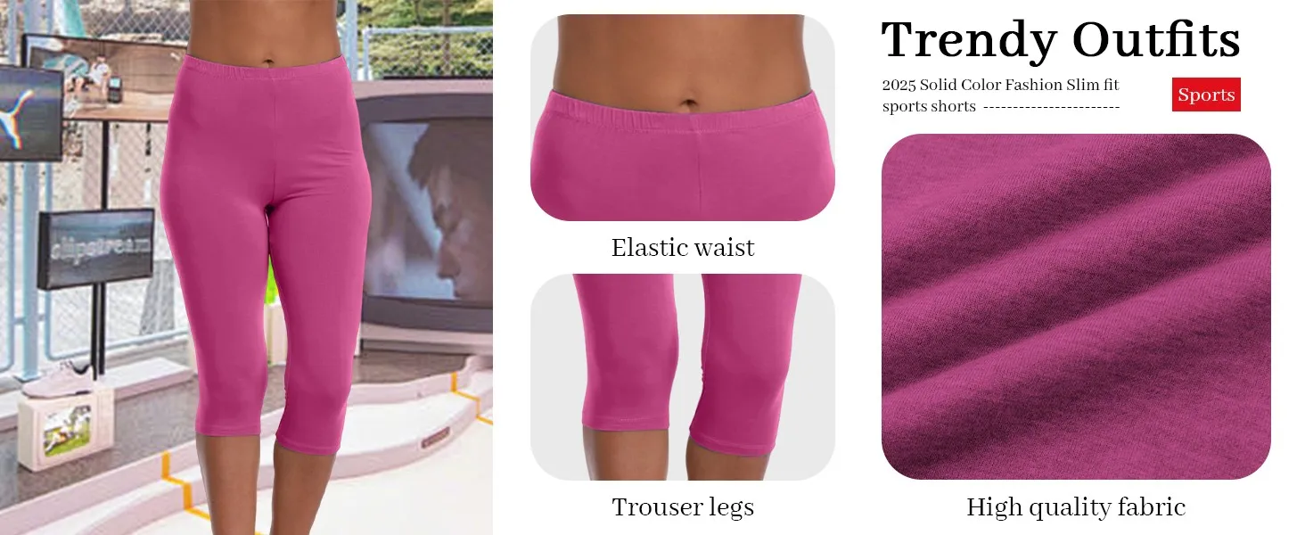 Women'S Sports Shorts Elastic Yoga Pants Summer Solid Color Sports Shorts Lightweight High Waisted Tight Solid Color Jogging